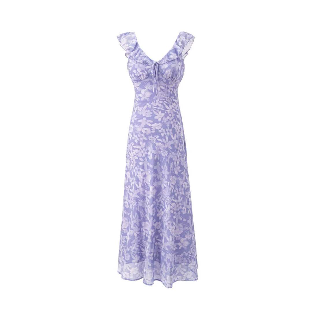 Damen Maxikleid mit romantischem Blumenmuster und raffinierten Rüschendetails Echo Archiv