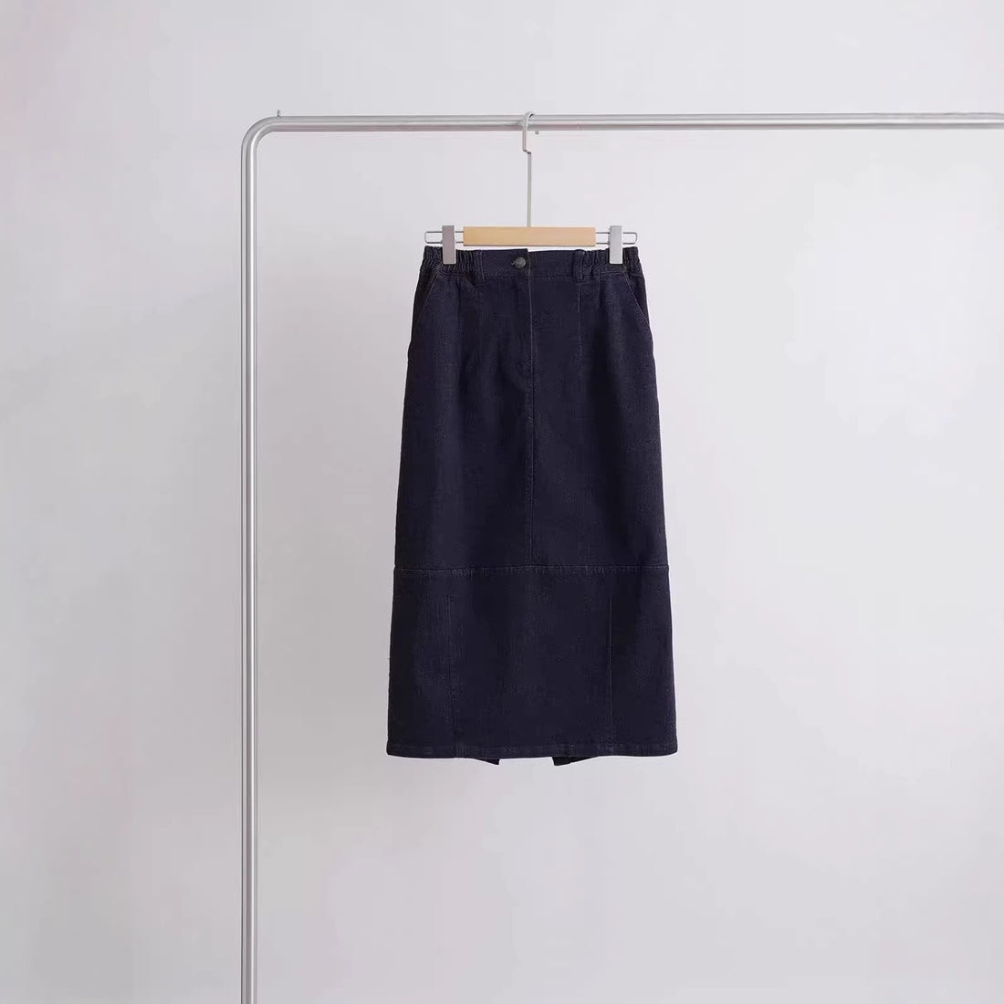 Damen Midirock in Cordoptik mit hoher Taille, Eingrifftaschen und gerader Silhouette Echo Archiv