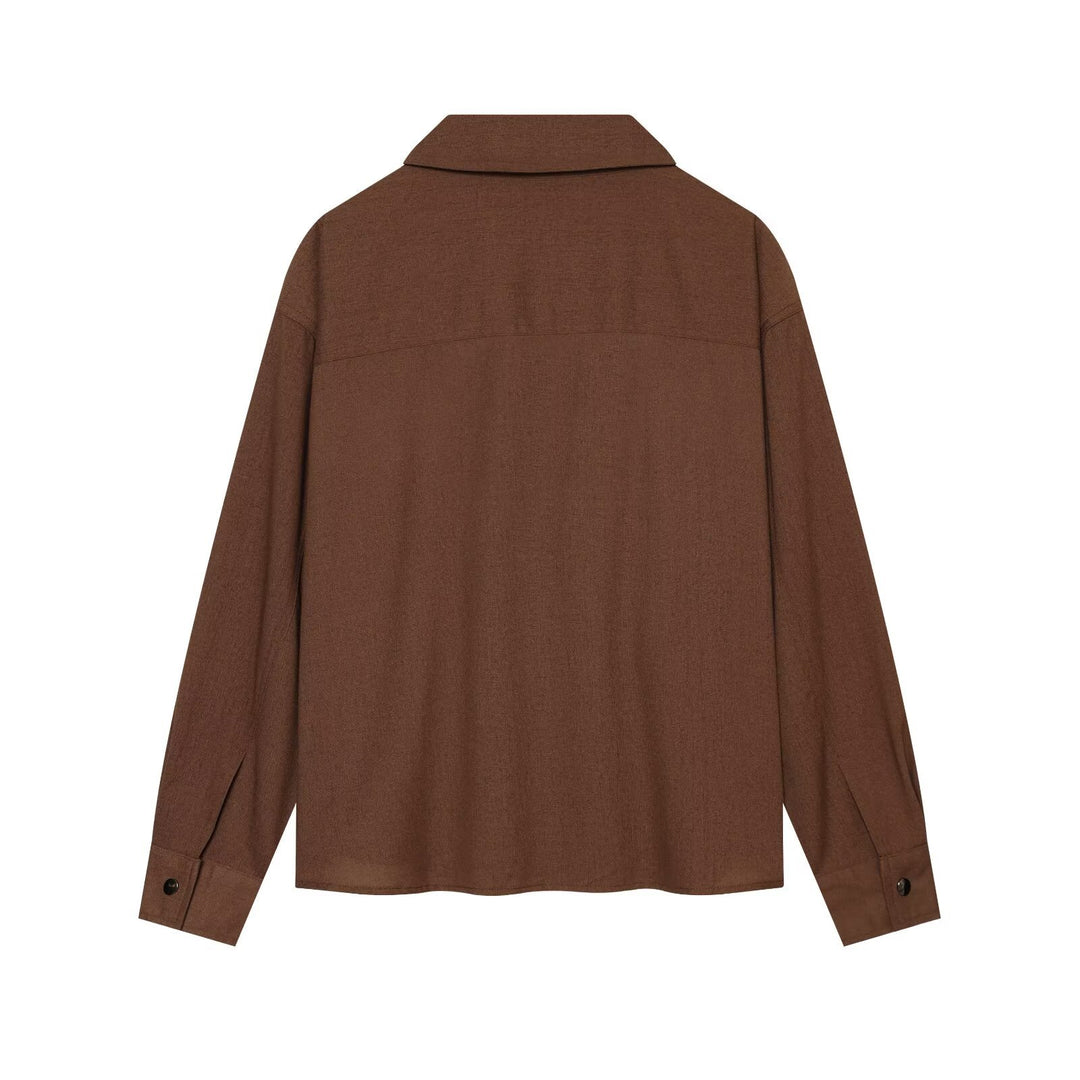 Damen Oversize Hemdblusen-Jacke mit Druckknopfblende und weiter Passform Echo Archiv