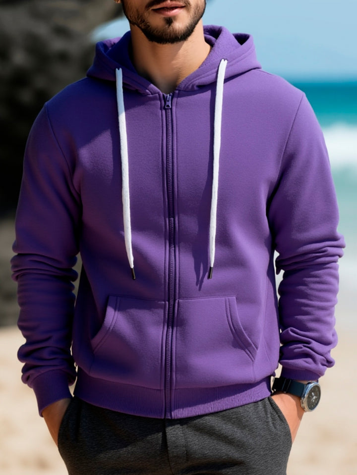 Herren Kapuzen‑Sweatjacke mit durchgehendem Reißverschluss, Kängurutaschen & weichem Futter Echo Archiv