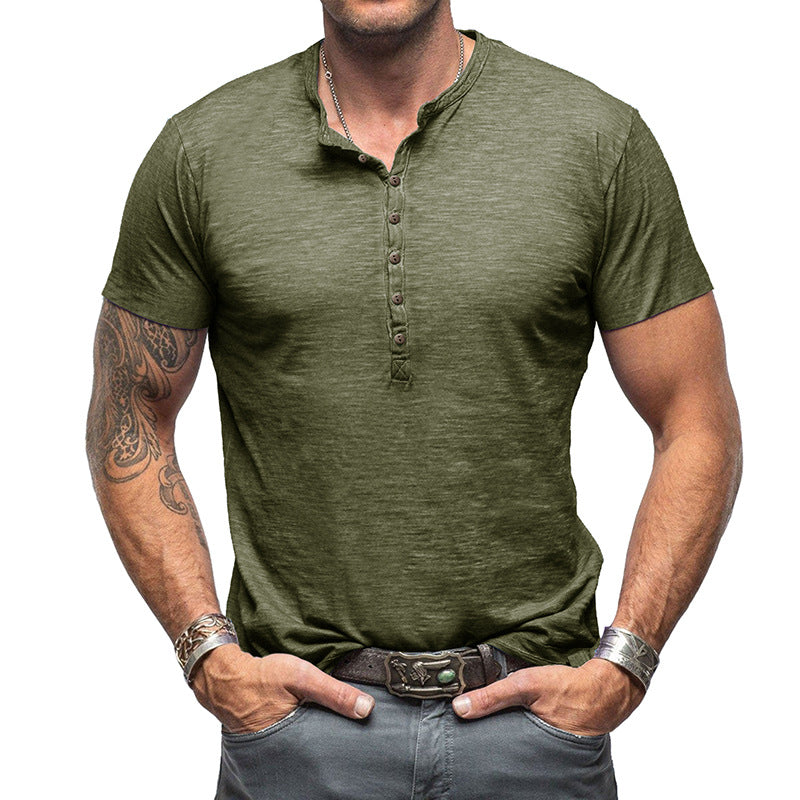 Herren Kurzarm Henley-T-Shirt mit strukturierter Knopfleiste Echoarchiv