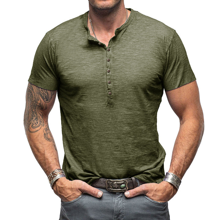 Herren Kurzarm Henley-T-Shirt mit strukturierter Knopfleiste Echoarchiv