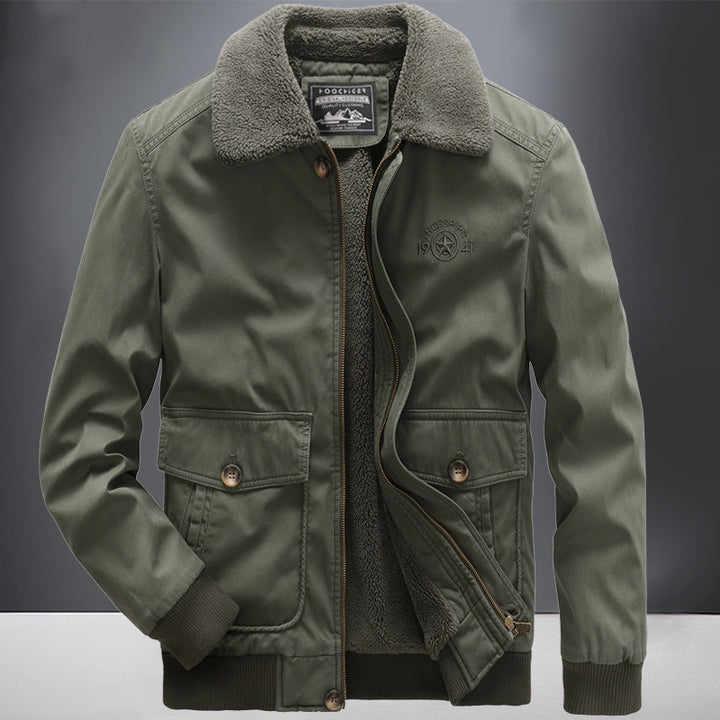 Herren Flieger-Bomberjacke mit Sherpa-Kragen und wärmender Teddyfleece-Innenlage – Brevano