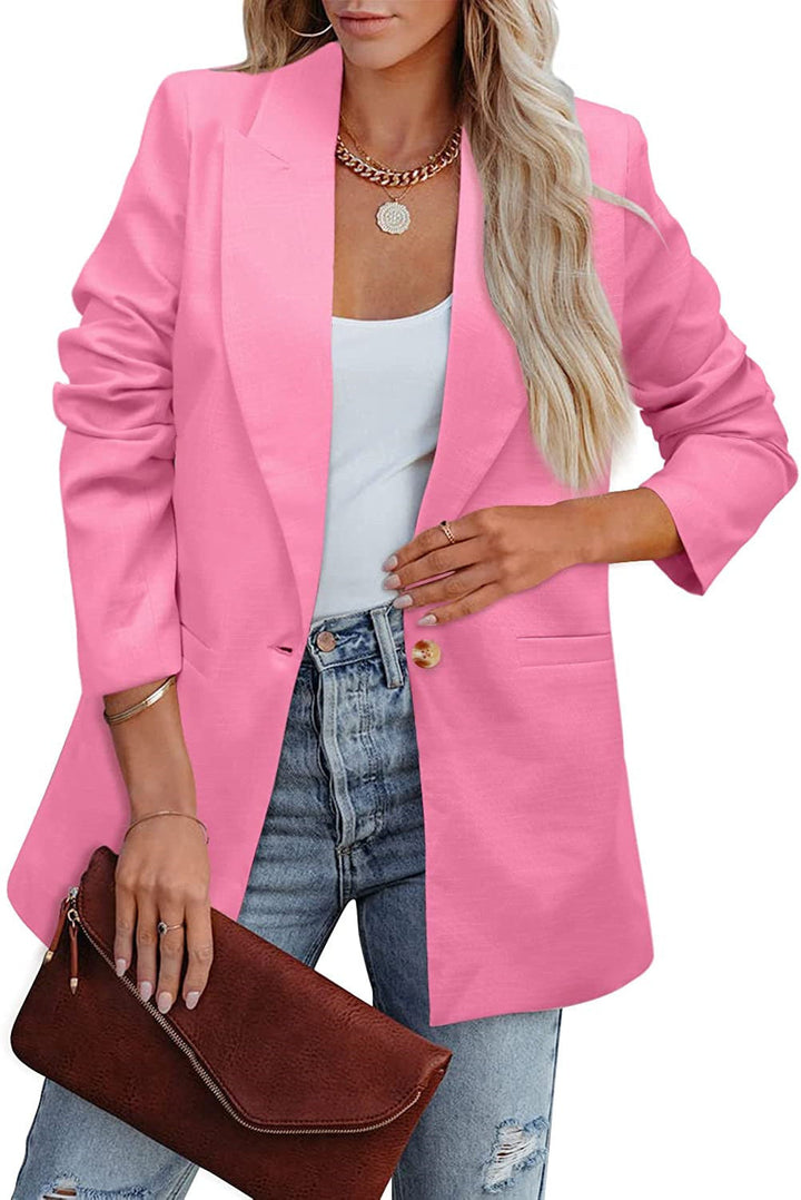 Echoarchiv | Doppelreihiger Blazer mit Gerafften Ärmeln und Taschen