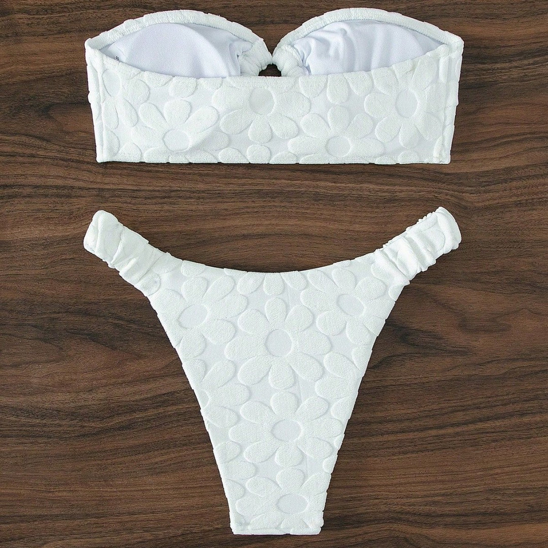 Damen Bandeau-Bikini mit blumiger Textur Echo Archiv