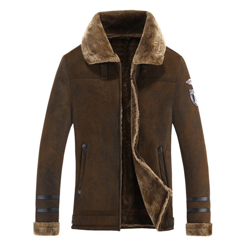 Herren Gefütterte Pilotjacke mit Kunstfellfutter und Stehkragen Echoarchiv