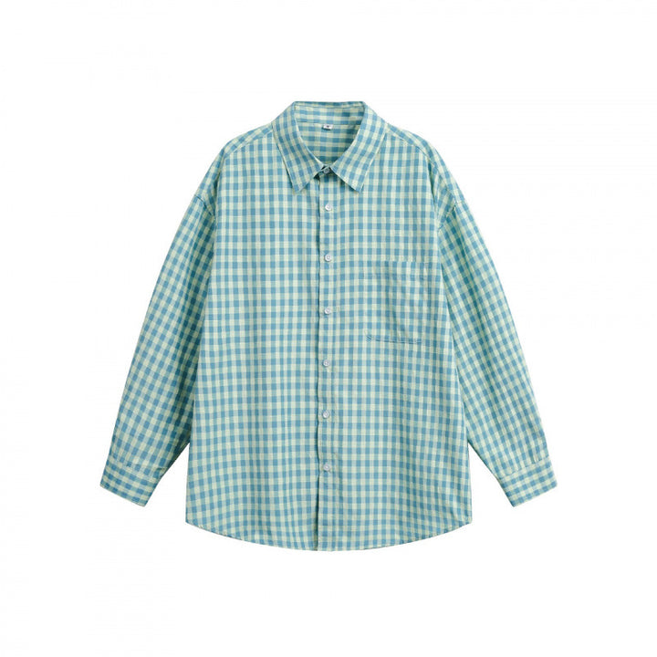 Damen Weites Oversize-Karohemd mit Brusttasche und abgerundetem Saum Echo Archiv