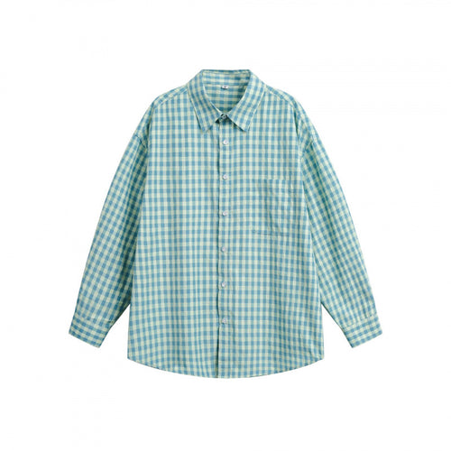 Damen Weites Oversize-Karohemd mit Brusttasche und abgerundetem Saum Echo Archiv