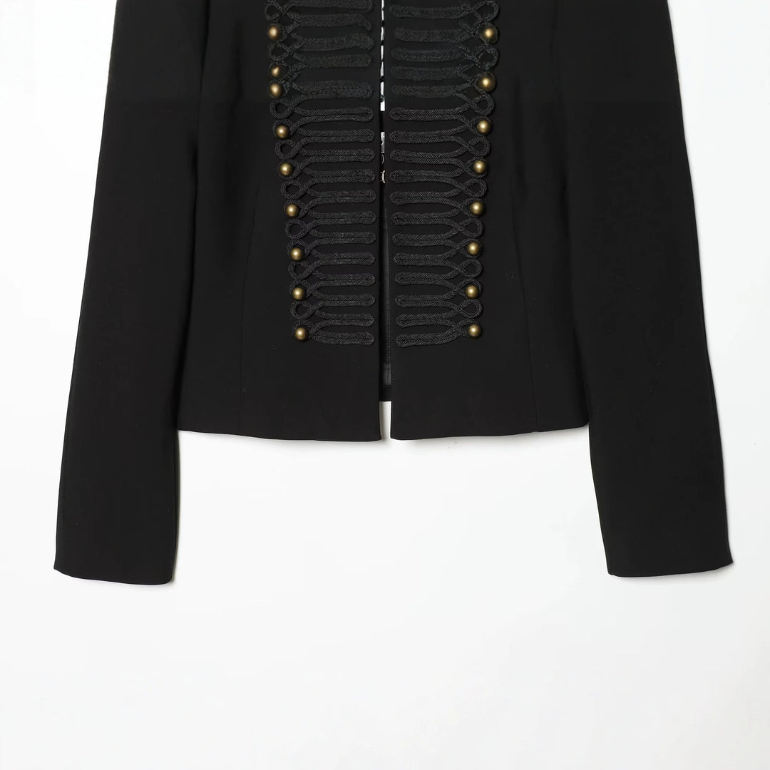 Damen Militärisch-inspirierte Cropped-Jacke mit Stehkragen und Zierkordeln Echo Archiv