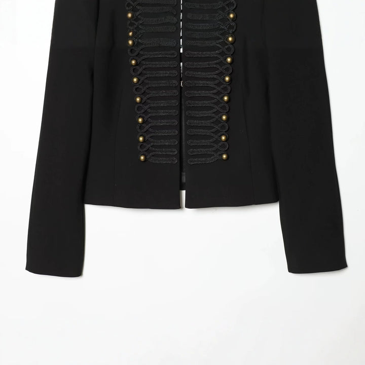 Damen Militärisch-inspirierte Cropped-Jacke mit Stehkragen und Zierkordeln Echo Archiv