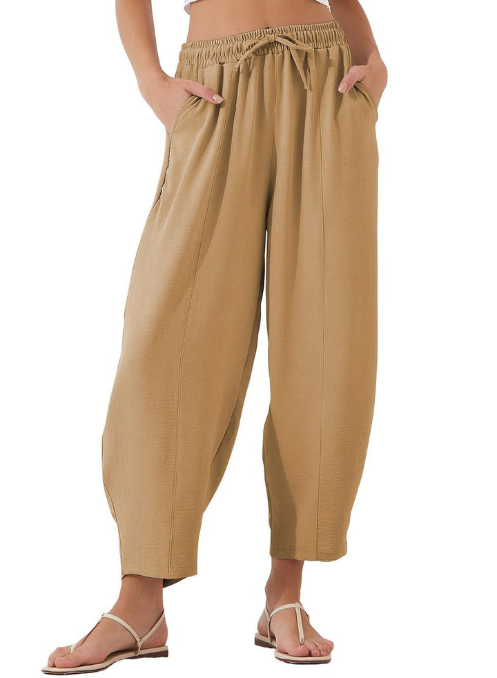 Damen Bequeme, weit geschnittene Sommerhose mit elastischem Bund und seitlichen Taschen Echo Archiv