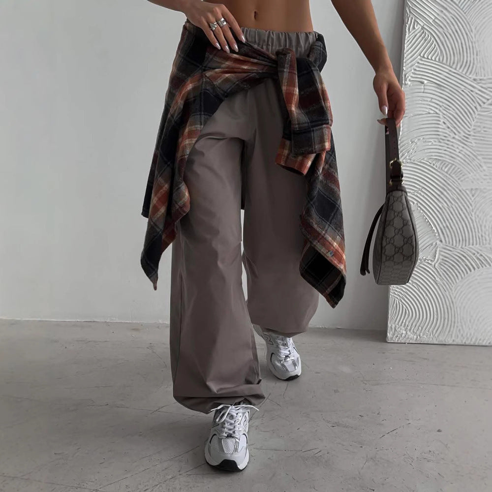 Damen Weite High‑Waist Loungehose aus leichtem Twill mit elastischem Gummibund – Avélisse