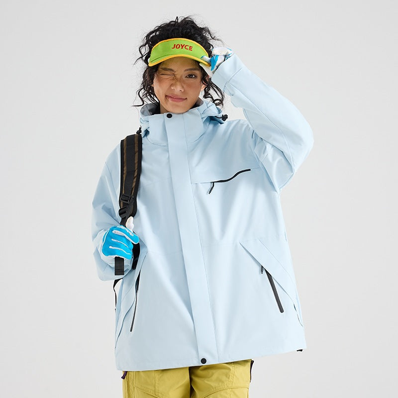 Herren Wasserdichte Outdoor-Softshelljacke mit Kapuze, hohem Stehkragen & Reißverschlusstaschen Echoarchiv