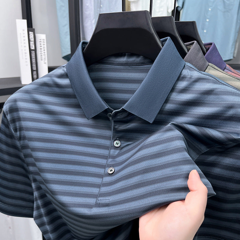Herren Poloshirt mit atmungsaktiver Struktur und eleganten Streifen Echoarchiv