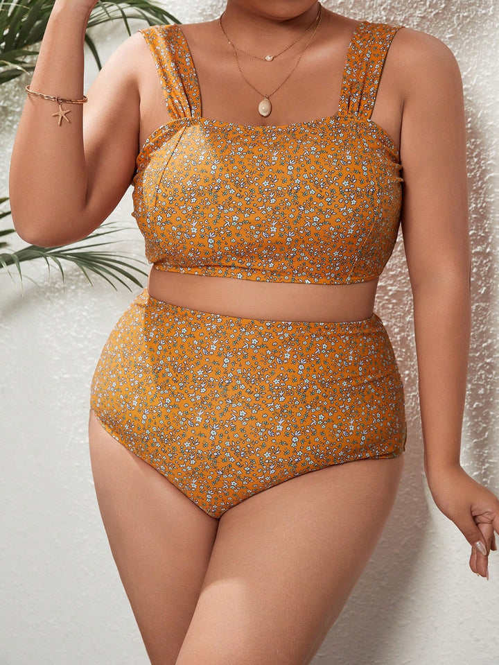 Damen Hochtailliertes Bikini-Set mit floralem Design und breiten Trägern Echo Archiv