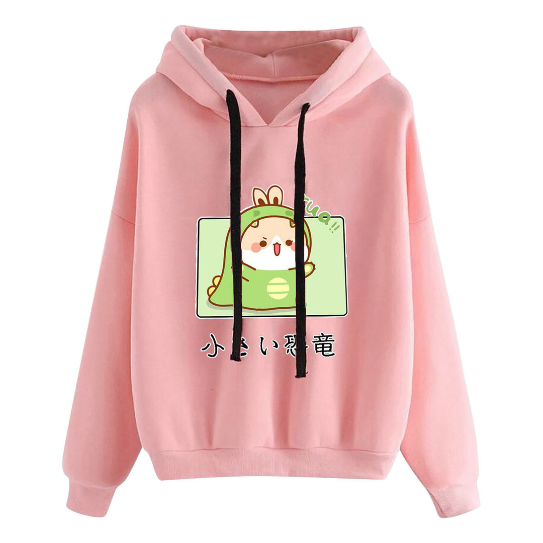 Damen kurz geschnittener Cropped-Kapuzenpullover mit niedlicher Frosch-Illustration und verstellbarer Kapuze – Auréline