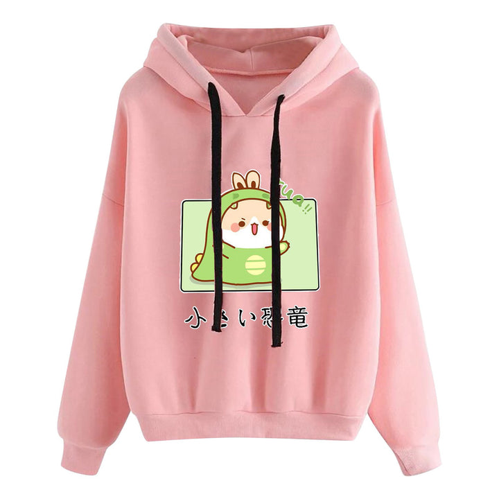 Damen kurz geschnittener Cropped-Kapuzenpullover mit niedlicher Frosch-Illustration und verstellbarer Kapuze – Auréline