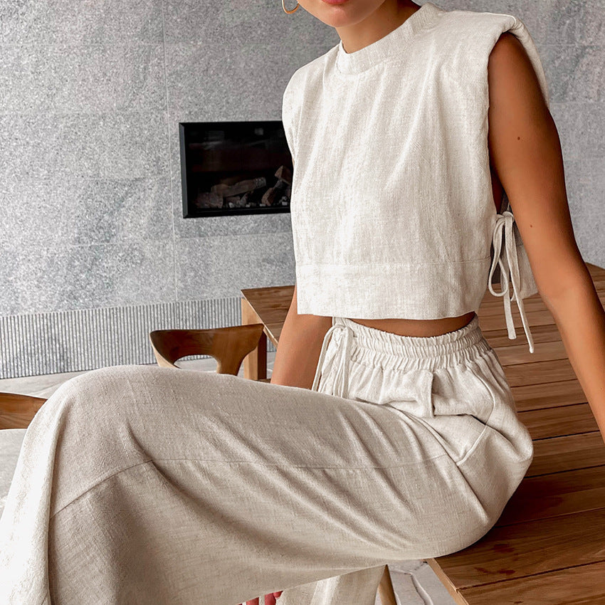 Damen Hochmodisches Two-Piece Set mit breiten Ärmeln und elastischem Bund Echo Archiv