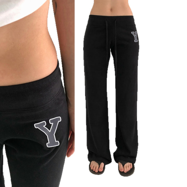 Damen Weiche High‑Waist Lounge‑Hose mit weitem Bein, Tunnelzug und dezentem Markenstick – Avélisse