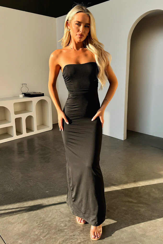 Damen Elegantes Maxikleid mit schulterfreiem Design und figurbetontem Schnitt Echo Archiv