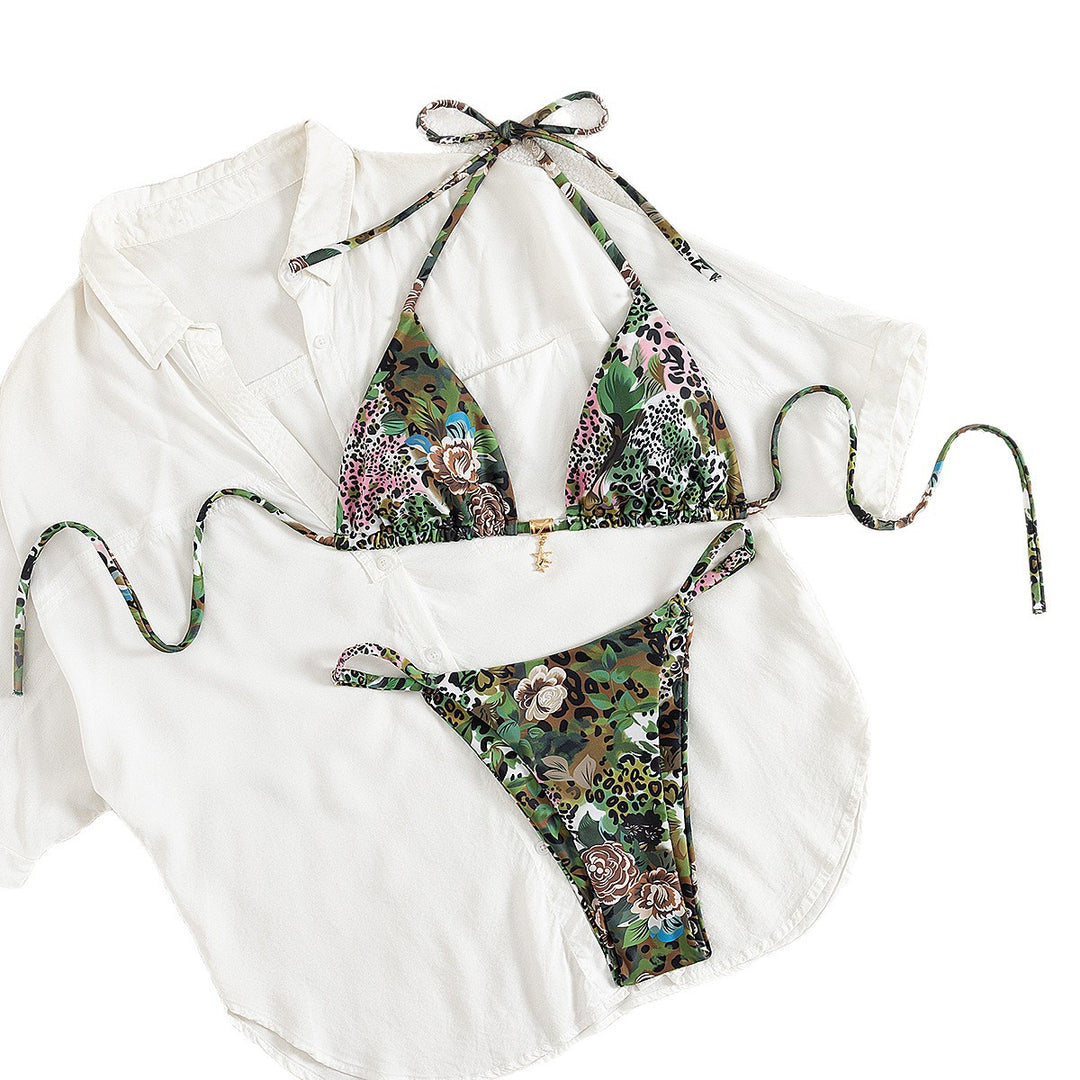 Damen Triangel-Bikini mit floralem Camouflage-Design Echo Archiv