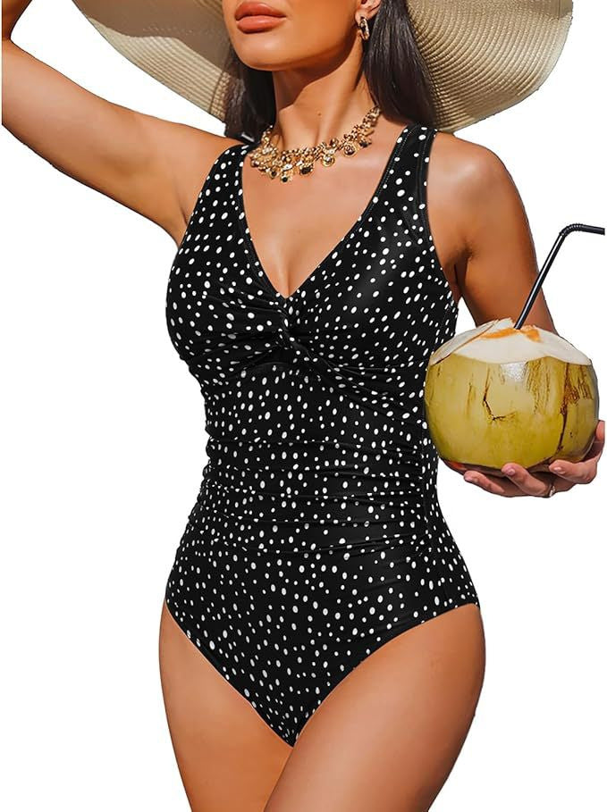 Damen Eleganter Einteiler Badeanzug mit modischem Twist Echo Archiv
