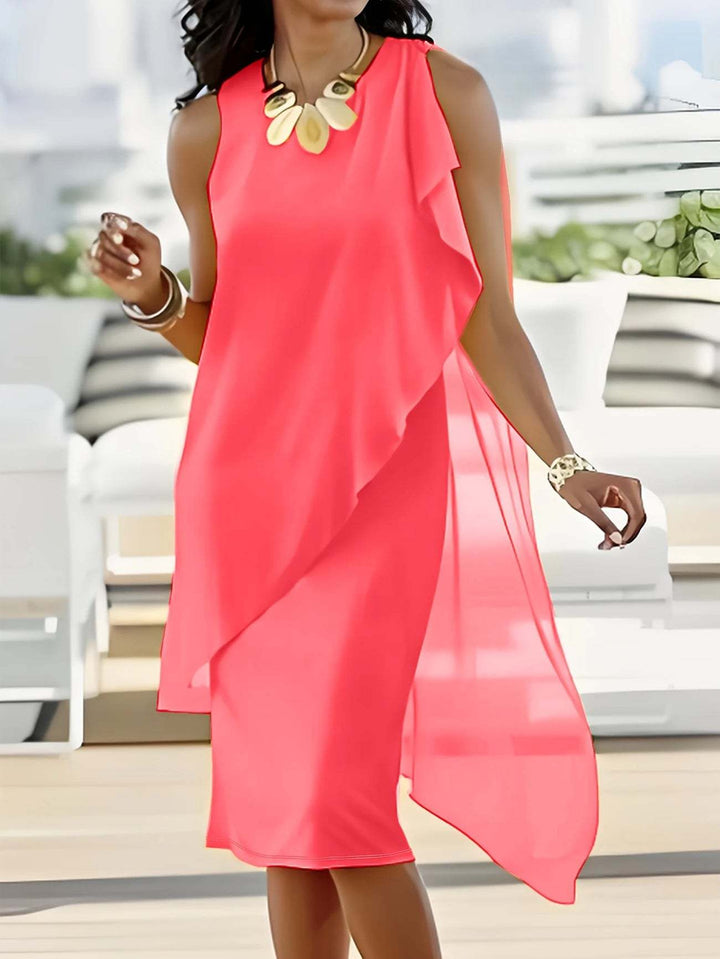 Damen asymmetrisches Chiffonkleid mit fließendem Schnitt Echoarchiv