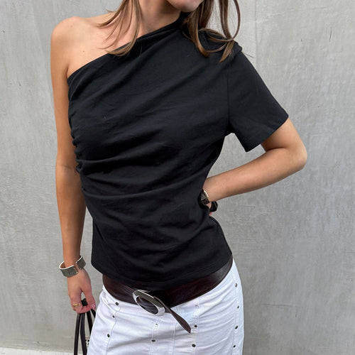 Damen asymmetrisches Kurzarmshirt mit elegantem Schnitt Echo Archiv