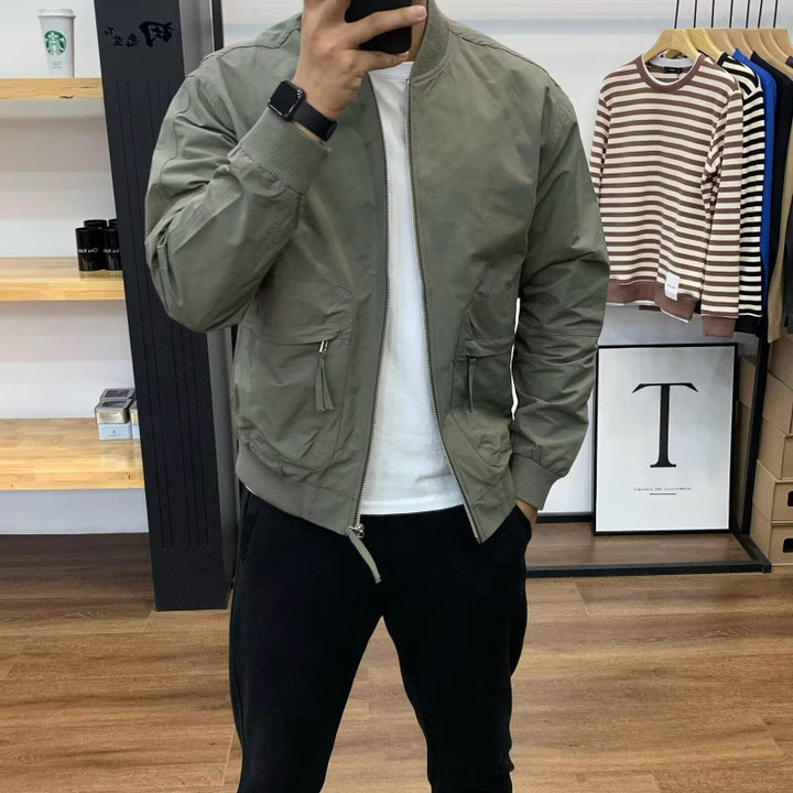 Herren Leichte Utility-Bomberjacke mit Reißverschluss, Multifunktions-Taschen und Rippbündchen Echoarchiv