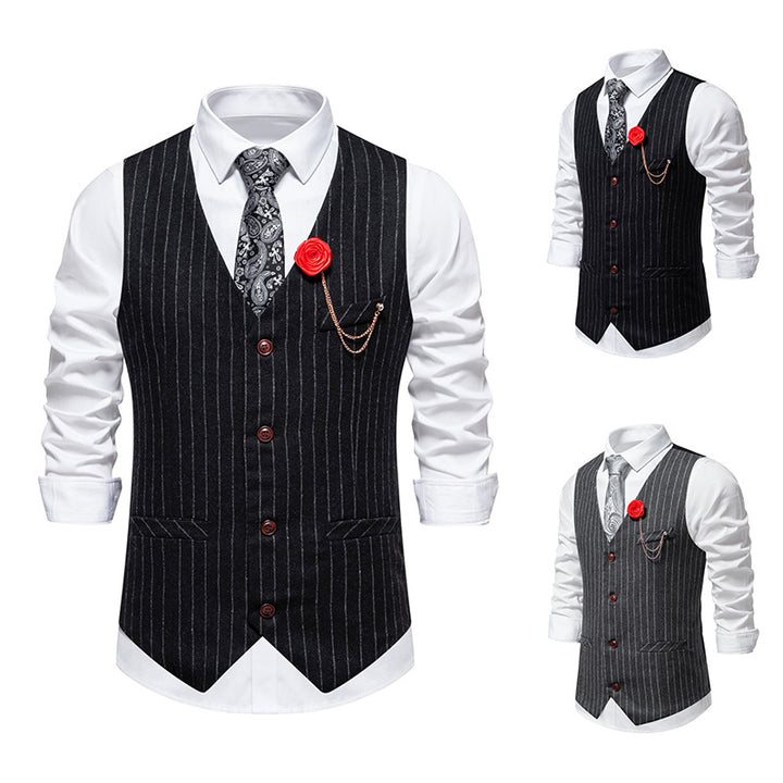Herren elegante Weste mit schmalem Hahnentrittmuster und asymmetrischen Akzenten Echoarchiv