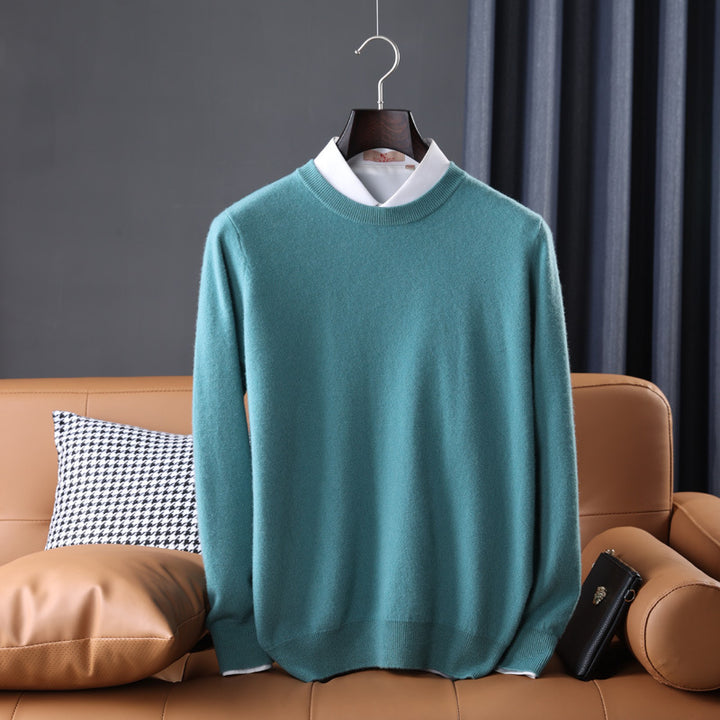 Herren Slim-Fit Rundhalspullover aus feinem Kaschmir-Mix mit dezenter Rippenkante Echoarchiv