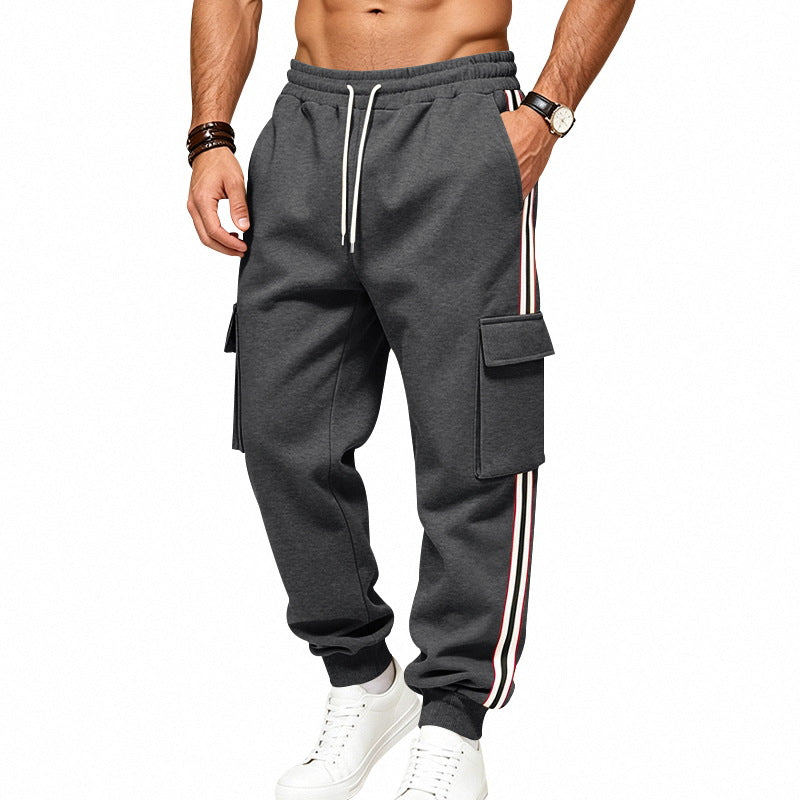 Herren Cargo-Jogginghose aus Baumwoll-Sweat mit seitlichen Kontraststreifen und Kordelzug Echoarchiv