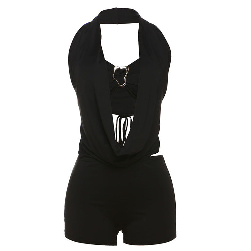 Damen Leopardenmuster Halterneck Overall Echo Archiv