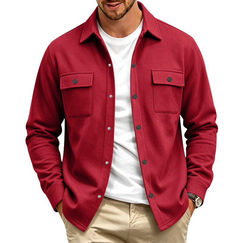 Herren Overshirt-Jacke aus Baumwollmischung mit Druckknöpfen und doppelten Brusttaschen Echoarchiv