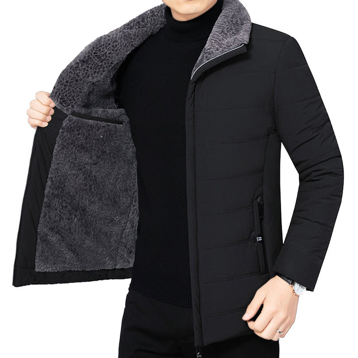 Herren Wattierte Winterjacke mit weichem Plüschfutter, Stehkragen und schmaler Steppung – Marzano