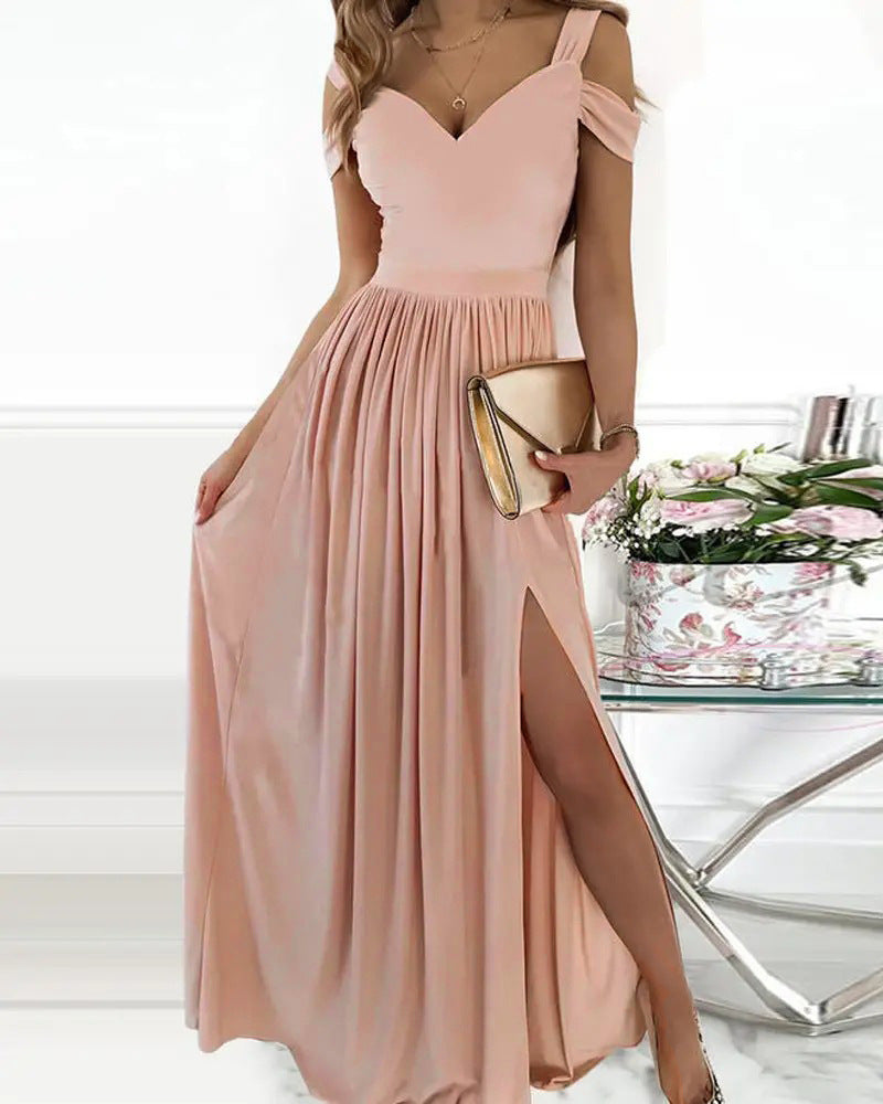 Damen Maxikleid mit Schulterträgern und elegantem Schlitz Echoarchiv