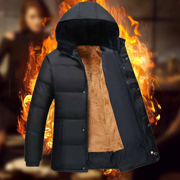 Herren modische Steppjacke mit kuscheligem Innenfutter und verstellbarem Kapuzenkragen Echoarchiv