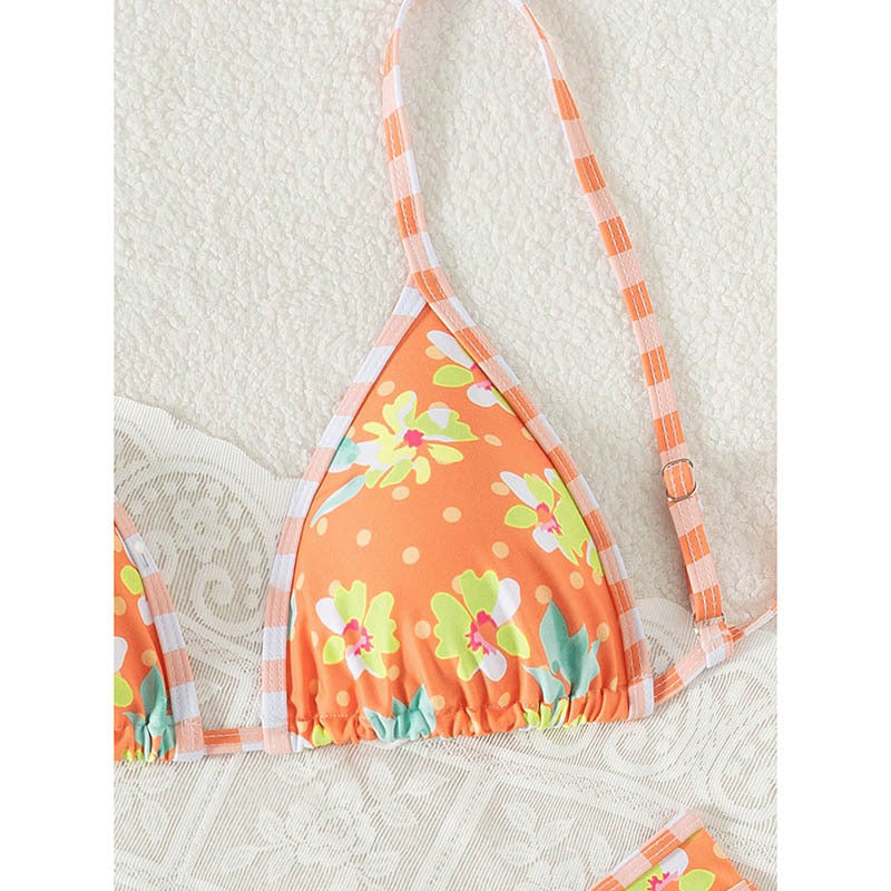 Damen Triangel-Bikini mit floralen Mustern und verstellbaren Trägern Echo Archiv