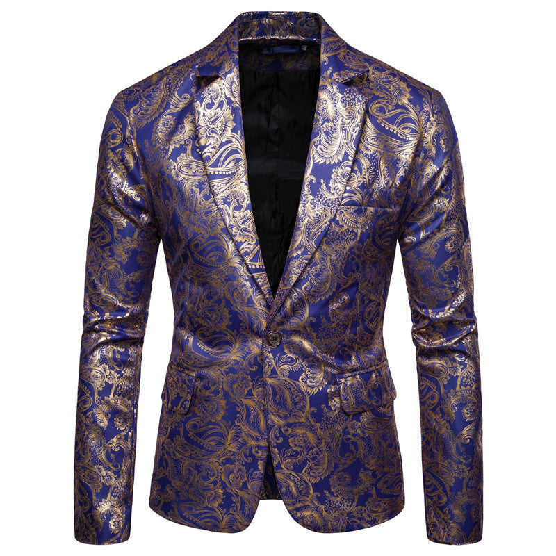 Herren exklusiver Paillettenblazer mit goldenen Verzierungen und modernem Schnitt Echoarchiv