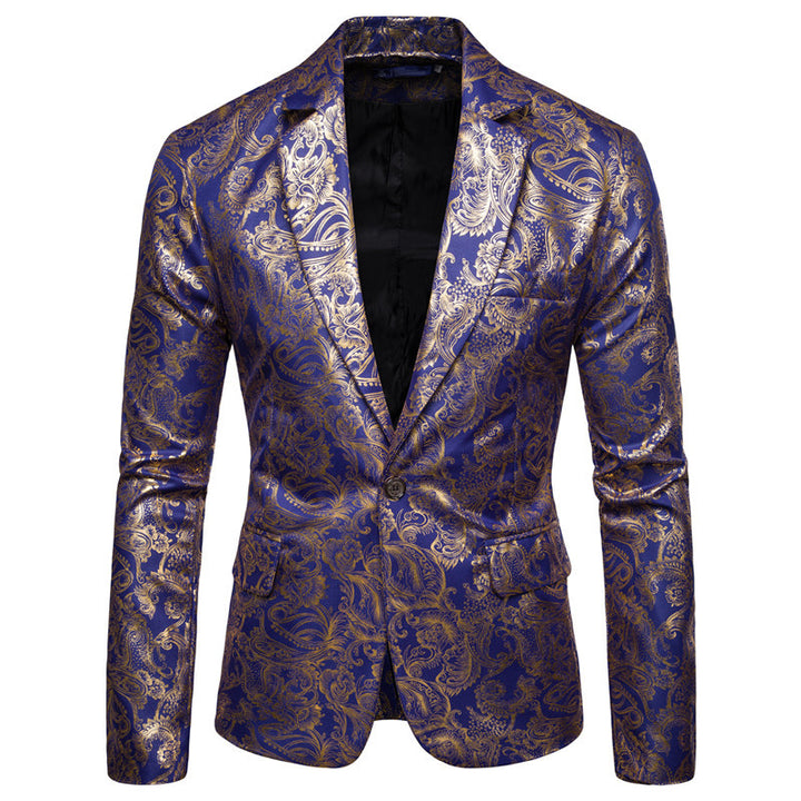 Herren exklusiver Paillettenblazer mit goldenen Verzierungen und modernem Schnitt Echoarchiv