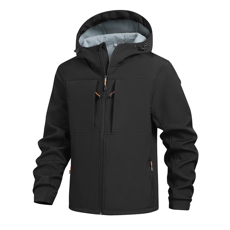 Herren funktionale Outdoor-Jacke mit vielseitigen Taschen und verstellbarem Kapuzensystem Echoarchiv