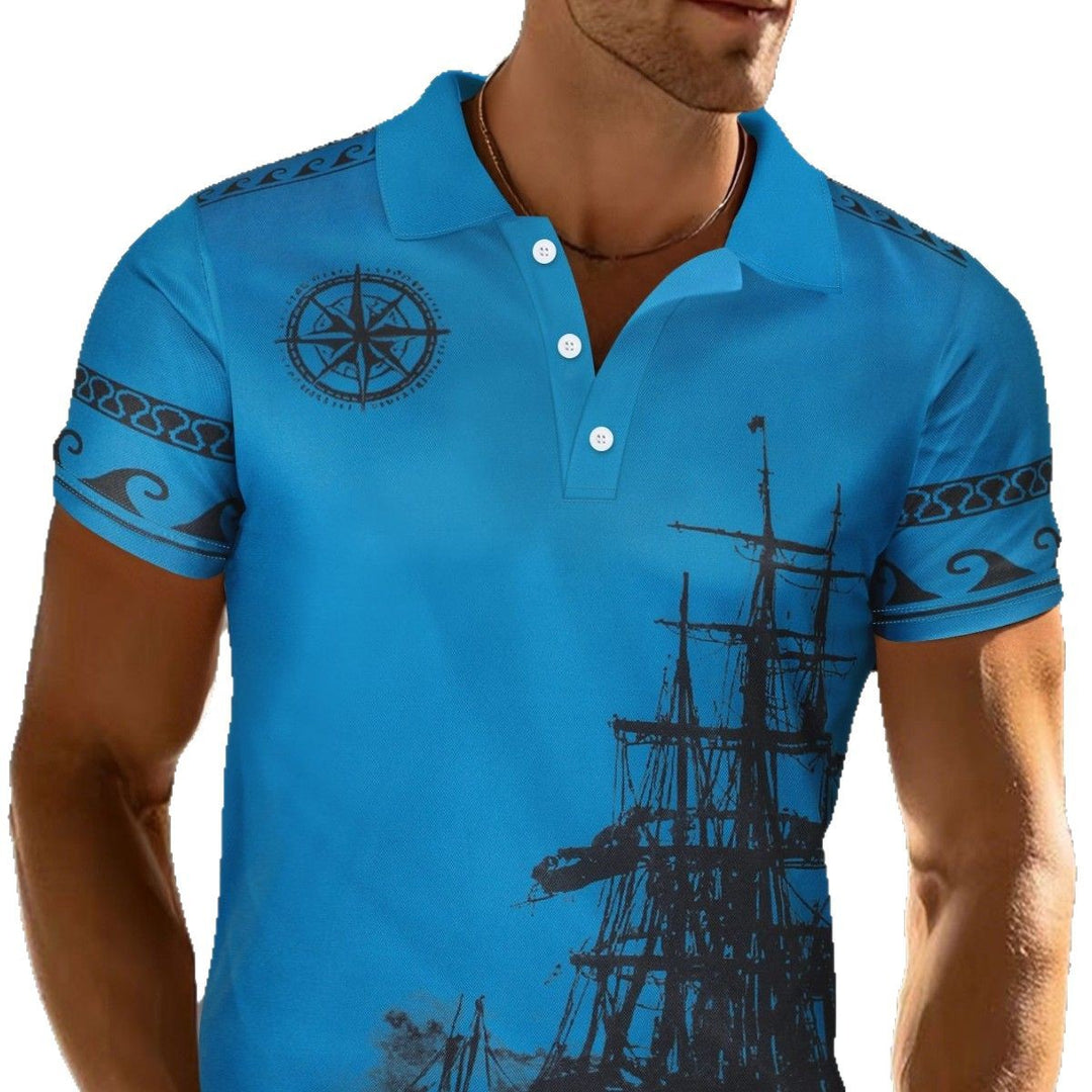 Herren Poloshirt mit maritimem Motiv und modernem Schnitt Echoarchiv