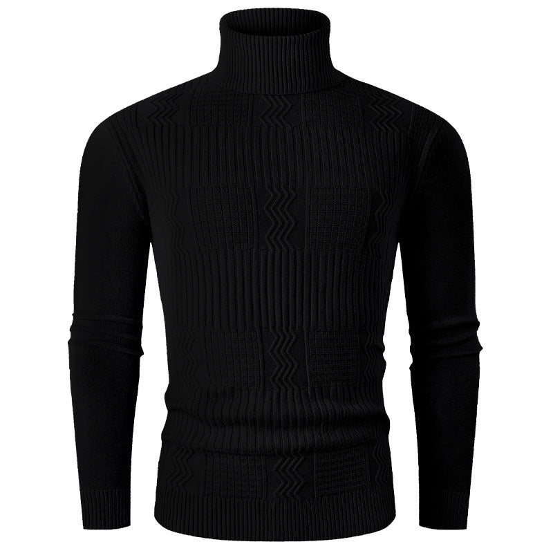 Herren Rollkragenpullover aus Feinstrick mit strukturiertem Jacquardmuster und tailliertem Schnitt Echo Archiv