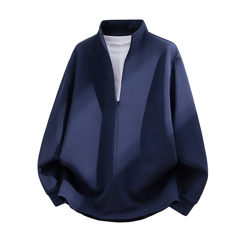 Unisex Oversize-Sweatshirt mit Stehkragen, halber Öffnung und abgerundetem Saum Echoarchiv