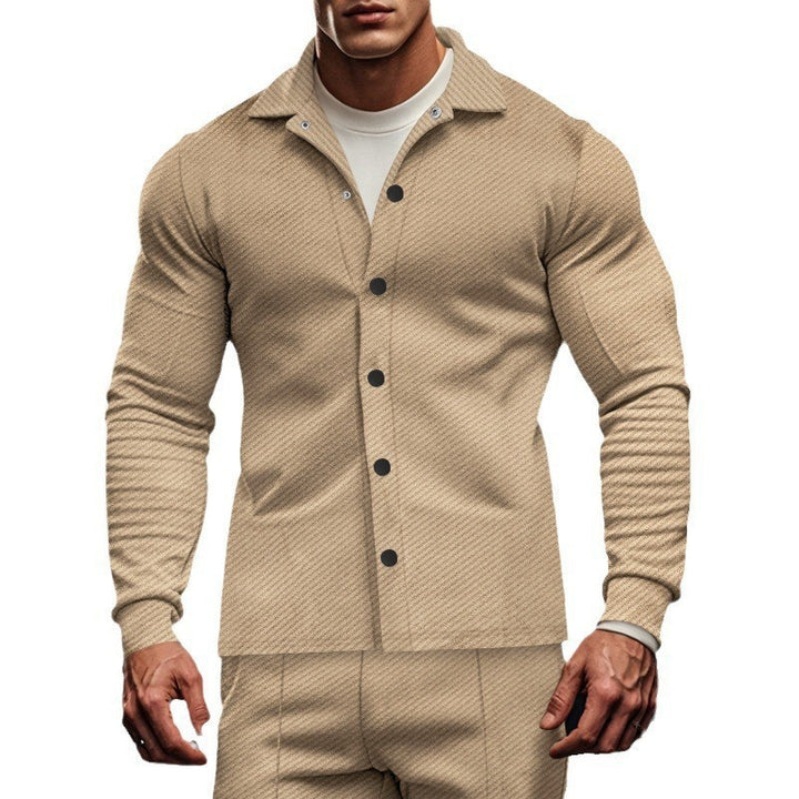 Herren langärmliges Fitness-Hemd mit strukturiertem Design und praktischer Brusttasche Echoarchiv