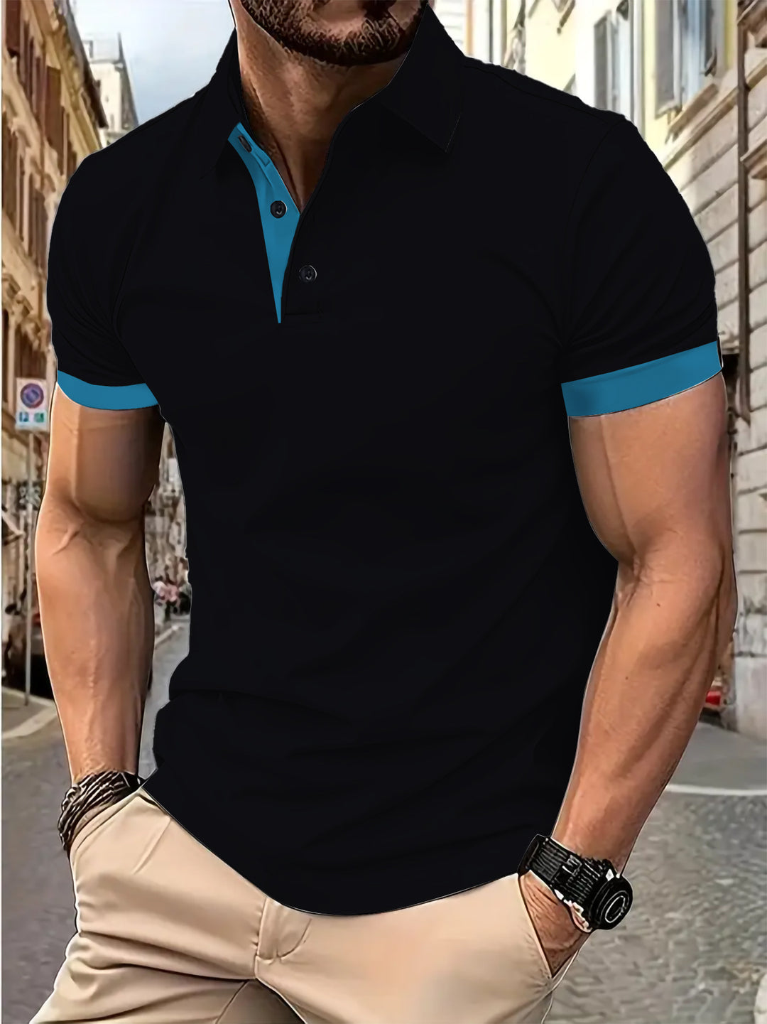 Herren Poloshirt mit modischem Kontrastdetail Echoarchiv