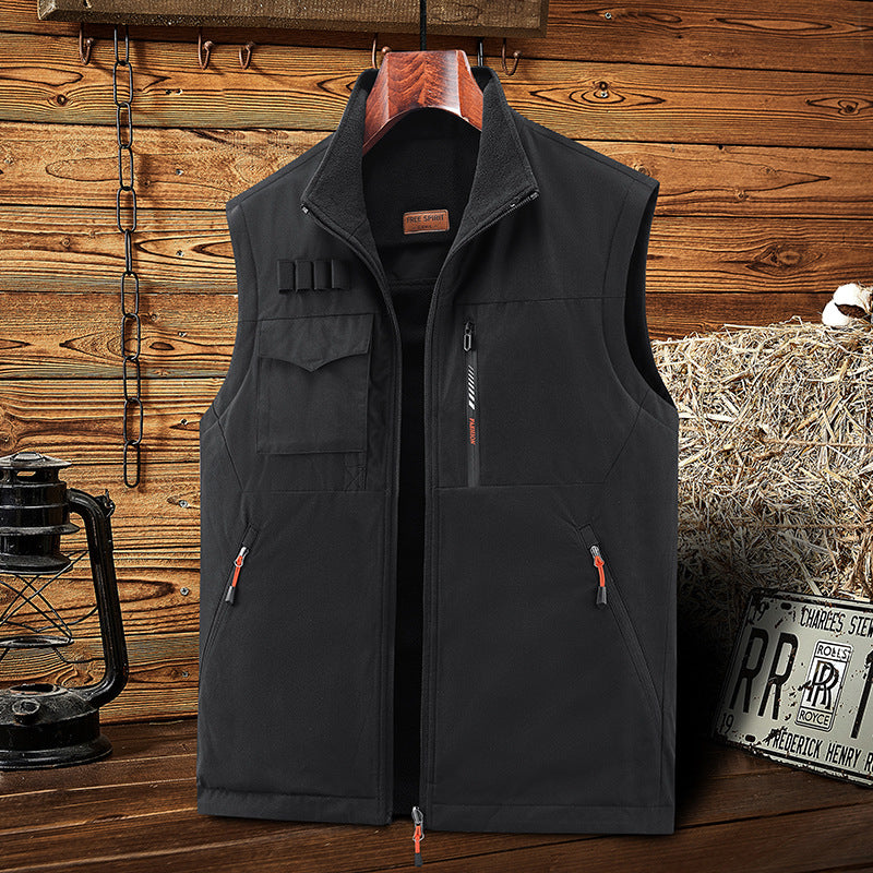 Herren Multifunktionale Outdoor‑Weste mit Fleece‑Futter, Mehrfachtaschen und Patronen‑Schlaufen – Marzano