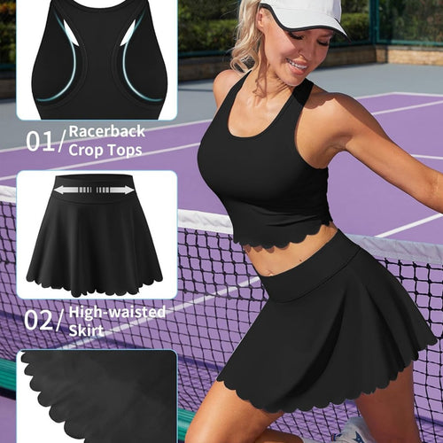 Damen Sportliches Tennis-Set mit modischem Saum Echo Archiv