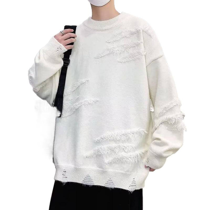 Damen Modischer Grobstrickpullover mit Fransen Echo Archiv