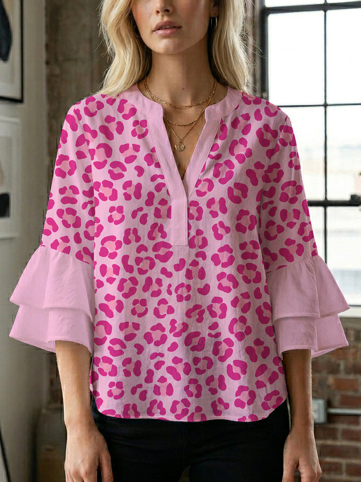 Damen Bluse mit Rüschendetails und auffälligem Animal-Print Echo Archiv